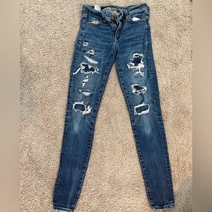 American Eagle Outfitters Ripped Blue Skinny Jeans